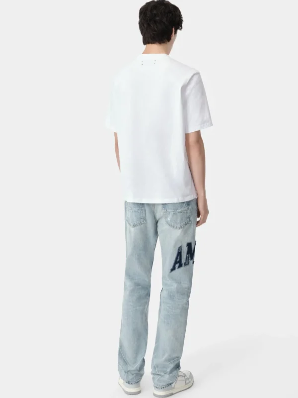 AMIRI Denim>VARSITY LOGO REPAIR STRAIGHT PERFECT INDIGO