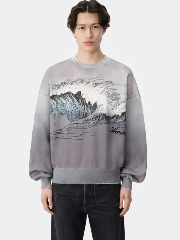 AMIRI Sweatshirts | Tees>VINTAGE WAVE OVERSIZED CREW BLACK