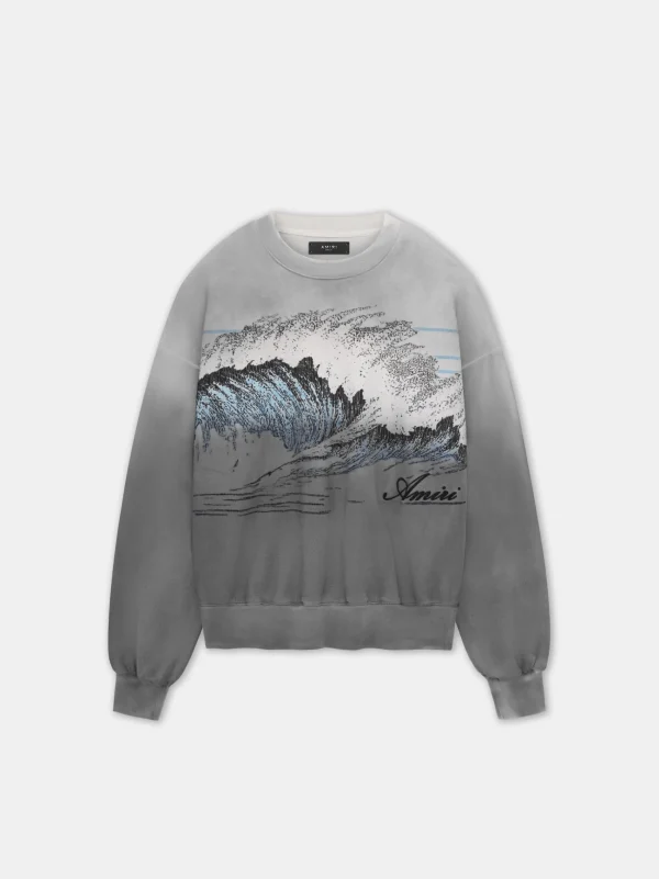 AMIRI Sweatshirts | Tees>VINTAGE WAVE OVERSIZED CREW BLACK