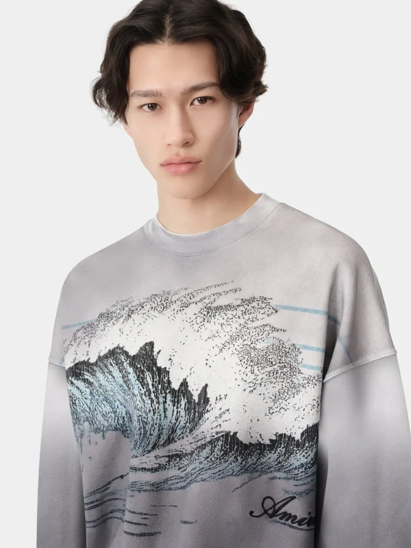 AMIRI Sweatshirts | Tees>VINTAGE WAVE OVERSIZED CREW BLACK