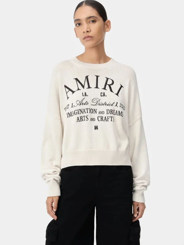 AMIRI Knitwear>WOMEN'S ARTS DISTRICT CREW White