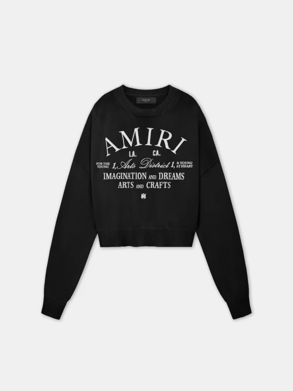 AMIRI Knitwear>WOMEN'S ARTS DISTRICT CREW BLACK