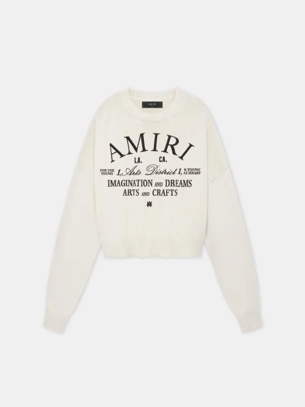 AMIRI Knitwear>WOMEN'S ARTS DISTRICT CREW White