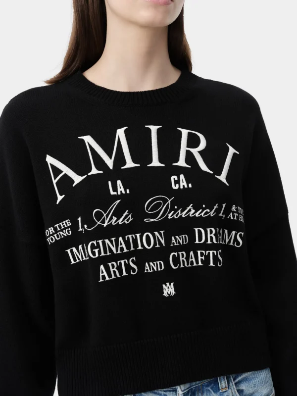 AMIRI Knitwear>WOMEN'S ARTS DISTRICT CREW BLACK