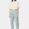 AMIRI Jersey | Tees>WOMEN'S EMBROIDERED CROPPED TEE Alabaster