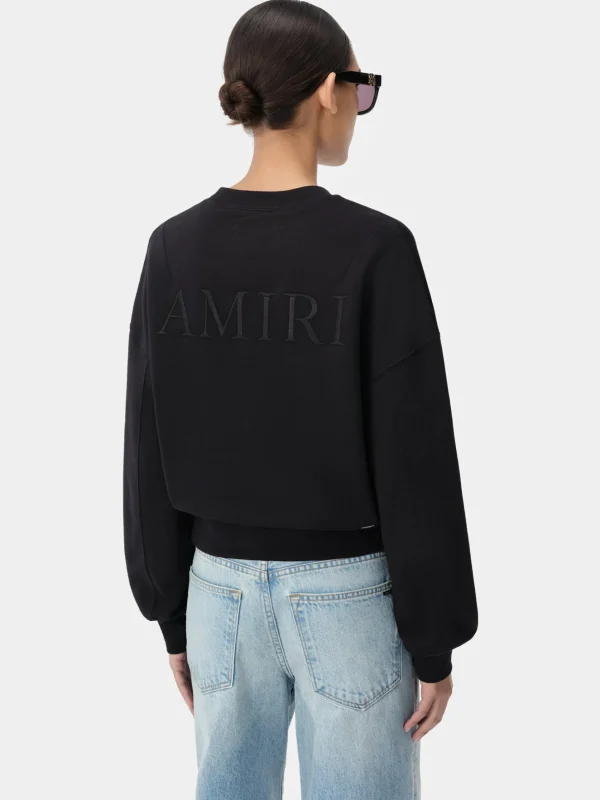 AMIRI Jersey | Tees>WOMEN'S EMBROIDERED CREW BLACK