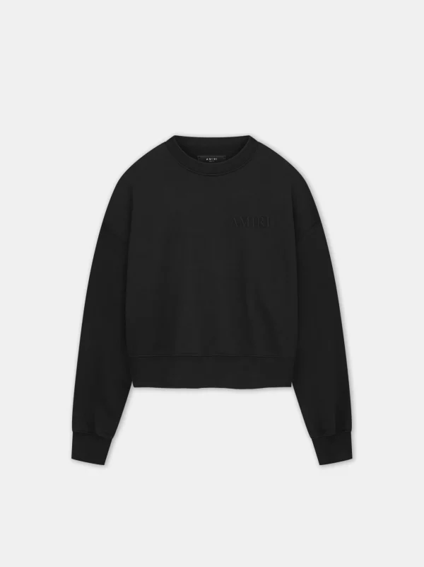 AMIRI Jersey | Tees>WOMEN'S EMBROIDERED CREW BLACK
