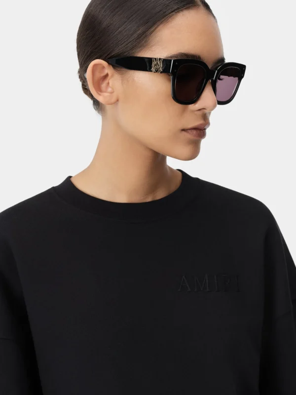 AMIRI Jersey | Tees>WOMEN'S EMBROIDERED CREW BLACK