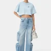 AMIRI Jersey | Tees>WOMEN'S PARADISE AIRBRUSH TEE Cerulean