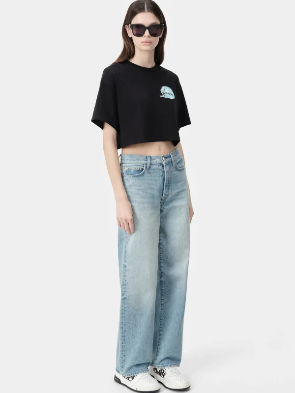 AMIRI Jersey | Tees>WOMEN'S PARADISE AIRBRUSH TEE BLACK