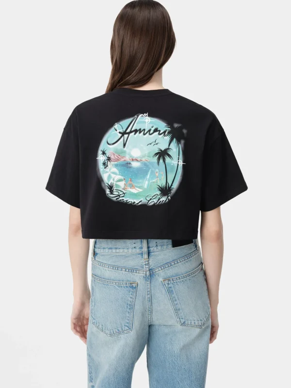 AMIRI Jersey | Tees>WOMEN'S PARADISE AIRBRUSH TEE BLACK