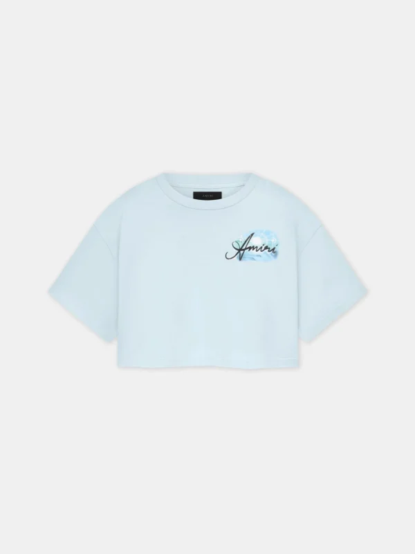 AMIRI Jersey | Tees>WOMEN'S PARADISE AIRBRUSH TEE Cerulean