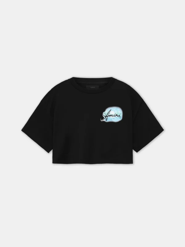 AMIRI Jersey | Tees>WOMEN'S PARADISE AIRBRUSH TEE BLACK