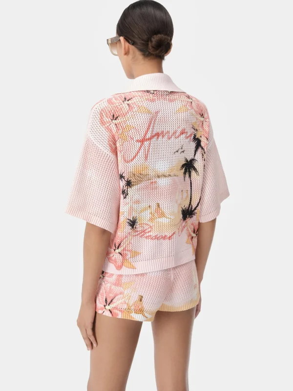 AMIRI Knitwear | Shirts>WOMEN'S PARADISE CROCHET POLO Rosewater