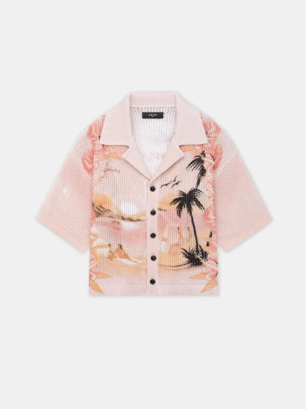 AMIRI Knitwear | Shirts>WOMEN'S PARADISE CROCHET POLO Rosewater