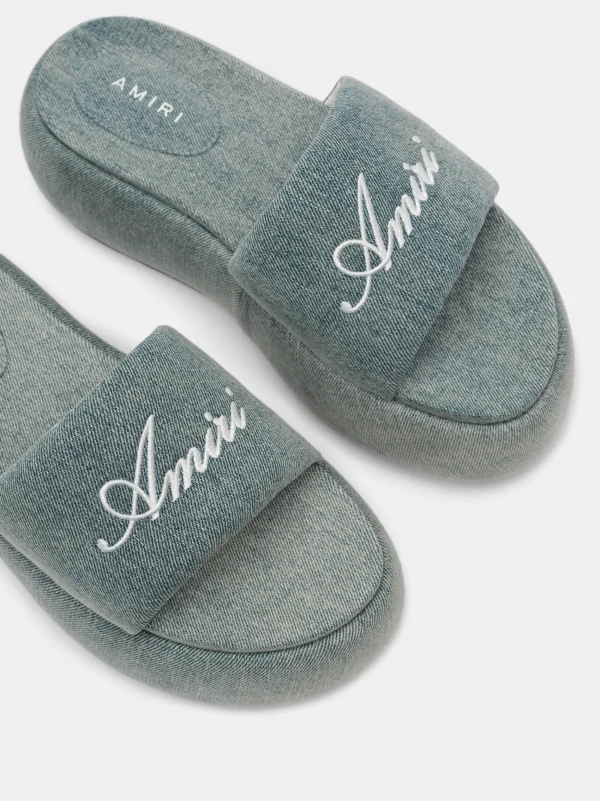 AMIRI Sandals | Sandals>WOMEN'S PLATFORM DENIM SANDAL WASHED INDIGO
