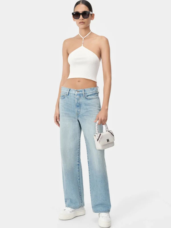 AMIRI Knitwear>WOMEN'S STACKED HALTER TOP Alabaster