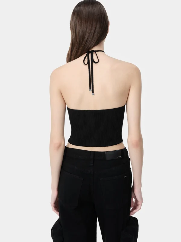 AMIRI Knitwear>WOMEN'S STACKED HALTER TOP BLACK