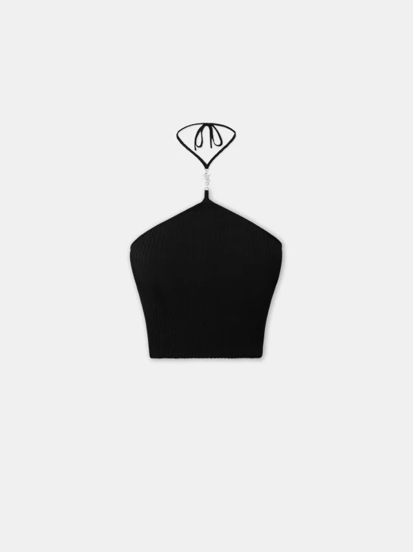AMIRI Knitwear>WOMEN'S STACKED HALTER TOP BLACK