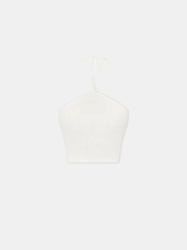 AMIRI Knitwear>WOMEN'S STACKED HALTER TOP Alabaster
