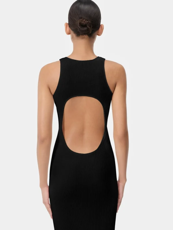AMIRI Knitwear | Dresses>WOMEN'S STACKED MAXI DRESS BLACK