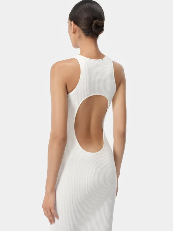 AMIRI Dresses | Knitwear>WOMEN'S STACKED MAXI DRESS Alabaster
