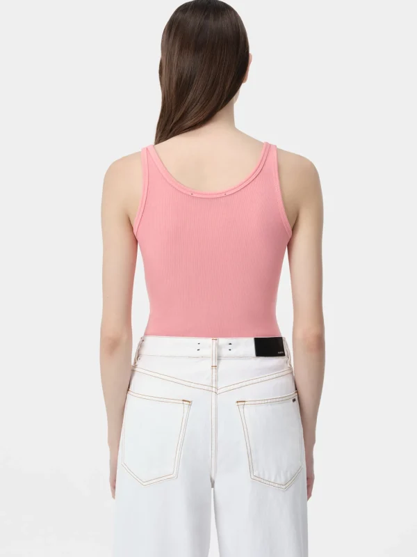 AMIRI Jersey | Tees>WOMEN'S STACKED RIBBED TANK Flamingo Pink