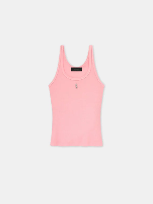 AMIRI Jersey | Tees>WOMEN'S STACKED RIBBED TANK Flamingo Pink