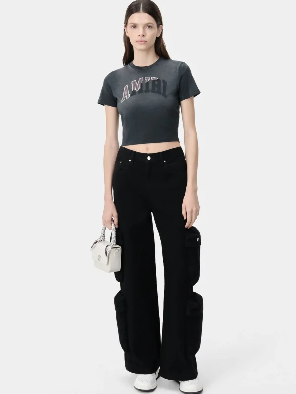 AMIRI Jersey | Tees>WOMEN'S VINTAGE BABY TEE Aged Black