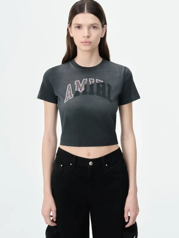 AMIRI Jersey | Tees>WOMEN'S VINTAGE BABY TEE Aged Black