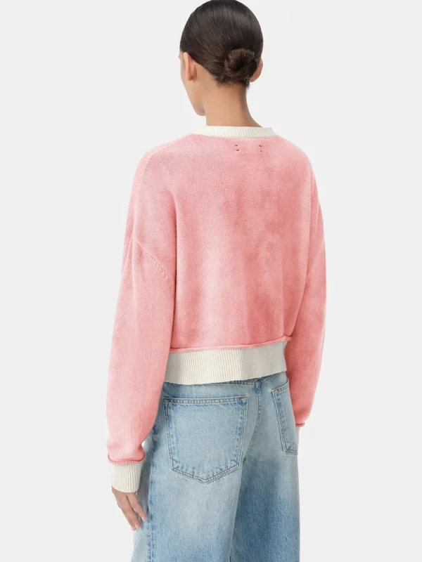 AMIRI Knitwear | Sweatshirts>WOMEN'S VINTAGE CASHMERE CREW Flamingo Pink