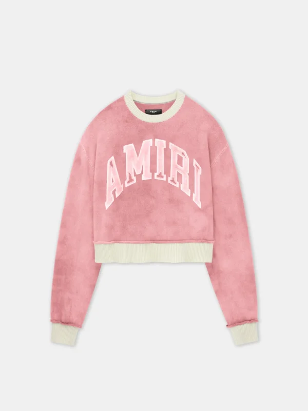 AMIRI Knitwear | Sweatshirts>WOMEN'S VINTAGE CASHMERE CREW Flamingo Pink