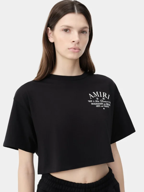AMIRI Jersey | Tees>WOMEN'S ARTS DISTRICT CROPPED TEE BLACK