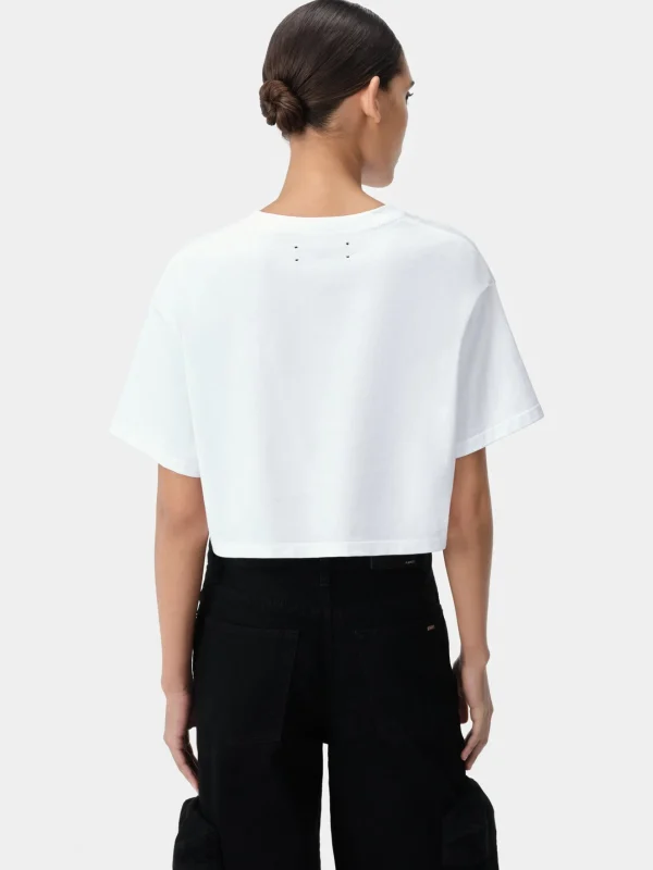 AMIRI Jersey | Tees>WOMEN'S ARTS DISTRICT CROPPED TEE White
