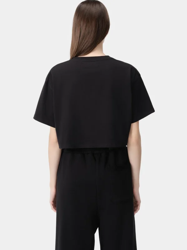 AMIRI Jersey | Tees>WOMEN'S ARTS DISTRICT CROPPED TEE BLACK