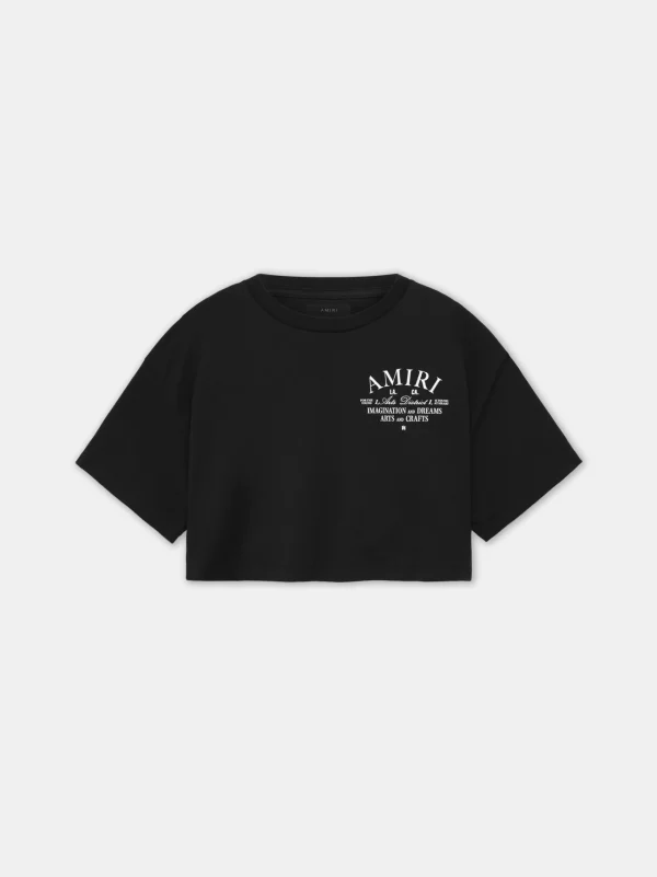 AMIRI Jersey | Tees>WOMEN'S ARTS DISTRICT CROPPED TEE BLACK