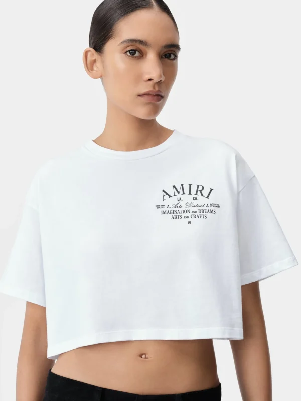 AMIRI Jersey | Tees>WOMEN'S ARTS DISTRICT CROPPED TEE White