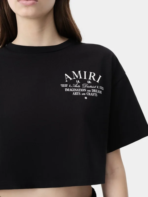 AMIRI Jersey | Tees>WOMEN'S ARTS DISTRICT CROPPED TEE BLACK