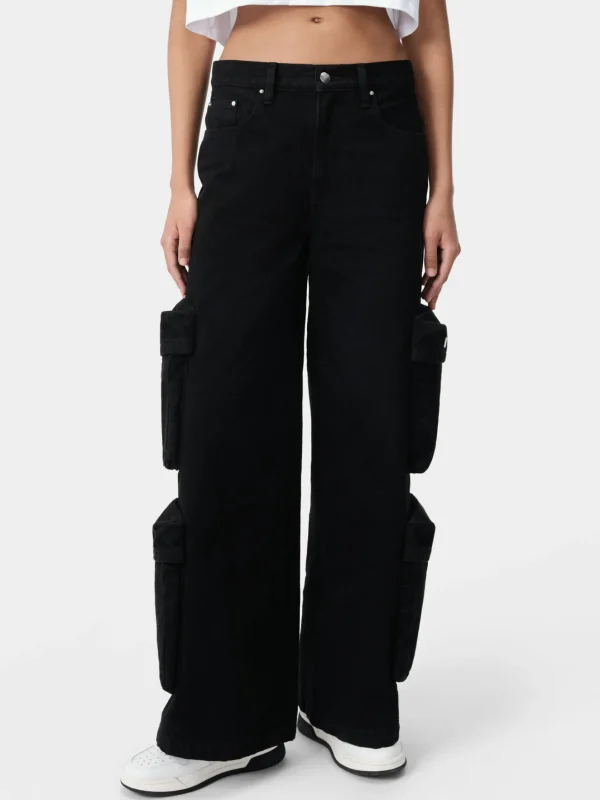 AMIRI Denim>WOMEN'S BAGGY CARGO JEAN BLACK OD