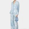 AMIRI Shirts>WOMEN'S BANDANA FLORAL PJ SHIRT Cerulean
