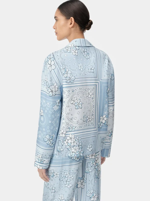 AMIRI Shirts>WOMEN'S BANDANA FLORAL PJ SHIRT Cerulean