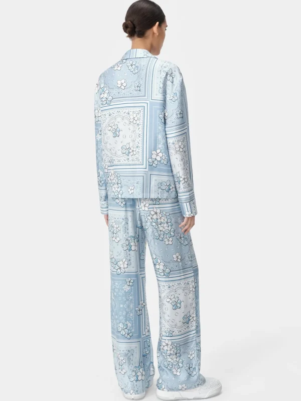 AMIRI Pants>WOMEN'S BANDANA FLORAL PJ PANT Cerulean