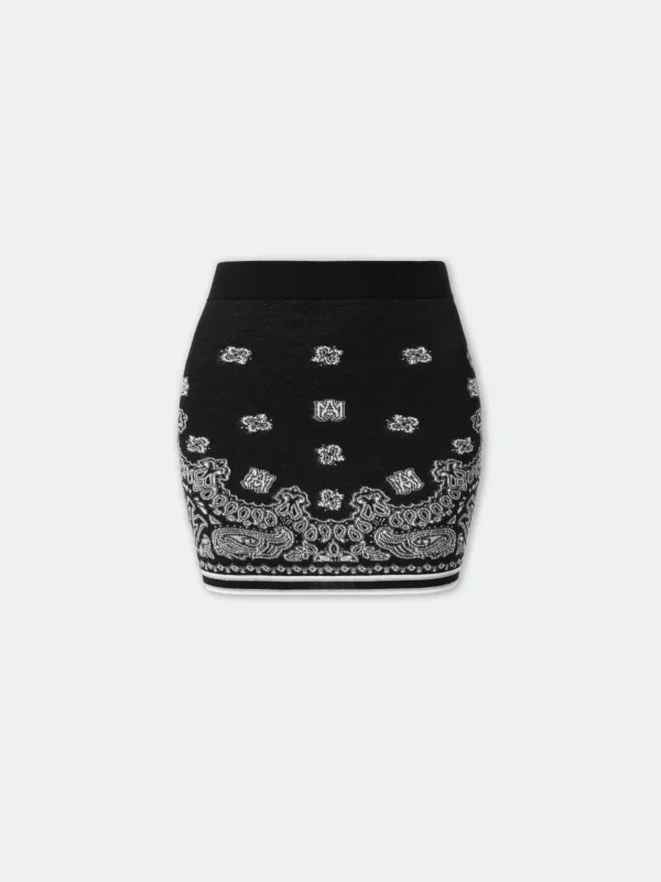 AMIRI Knitwear>WOMEN'S BANDANA MINI SKIRT BLACK