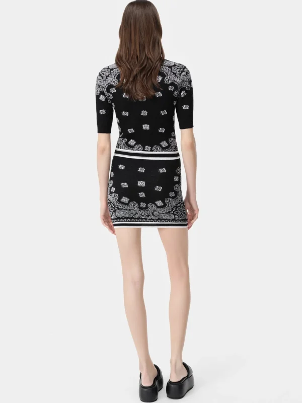AMIRI Knitwear>WOMEN'S BANDANA MINI SKIRT BLACK