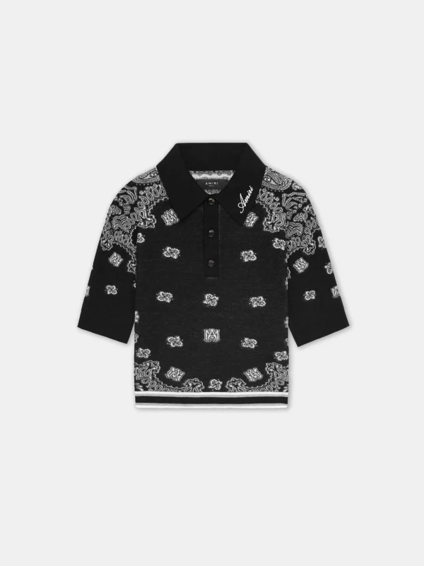 AMIRI Knitwear | Shirts>WOMEN'S BANDANA POLO BLACK