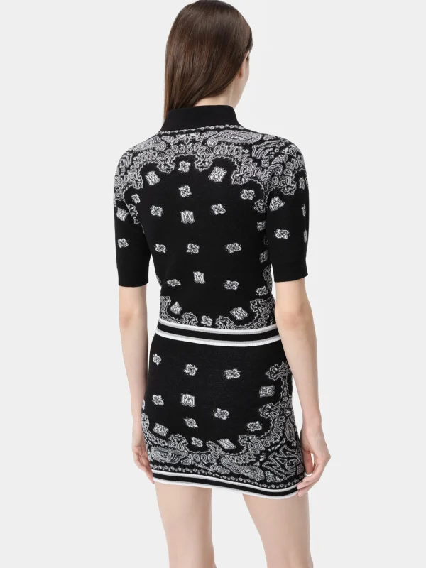 AMIRI Knitwear | Shirts>WOMEN'S BANDANA POLO BLACK