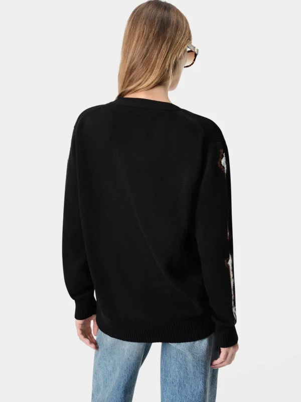 AMIRI Knitwear>WOMEN'S BONES CARDIGAN BLACK
