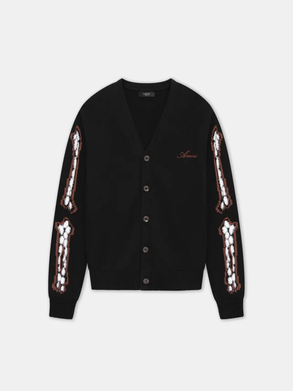 AMIRI Knitwear>WOMEN'S BONES CARDIGAN BLACK