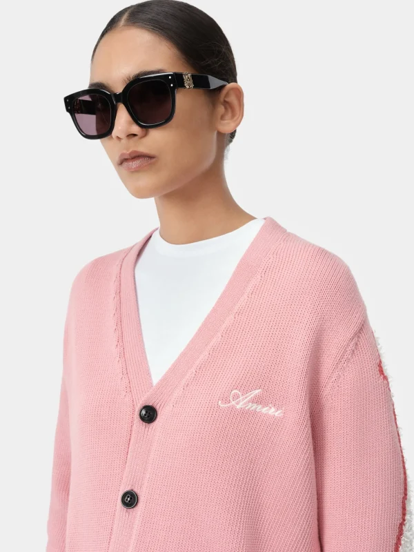 AMIRI Knitwear>WOMEN'S BONES CARDIGAN Flamingo Pink