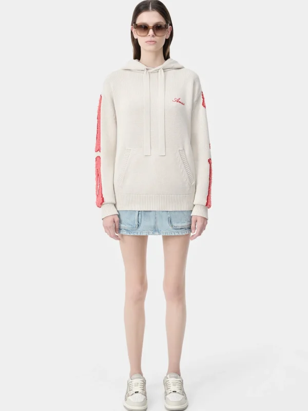 AMIRI Knitwear>WOMEN'S BONES HOODIE Alabaster